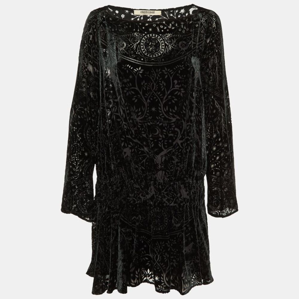 Roberto Cavalli Black Devore Elasticated Waist De… - image 1